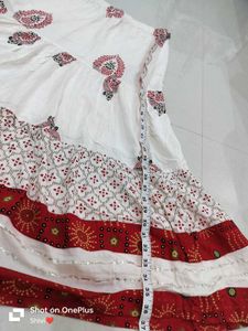 Bandhej Print Kurta, Skirt And Dupatta
