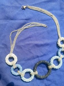 Blue Neck Piece With Silver Chains 💙