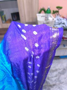 Dark And Light Blue Rajasthani Tie Dye Saree