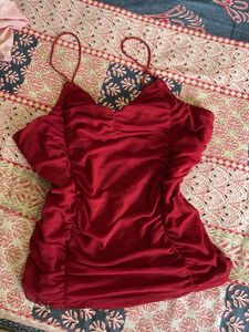 Red Ruched Cami Top
