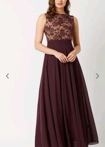 Miss Chase Women Beige&amp;Wine Sleevless Maxi Dress
