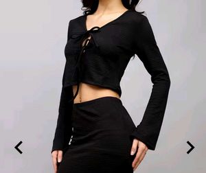 Chic Black Tie-Front Top