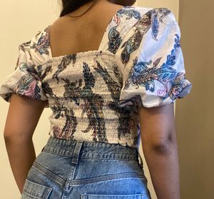 Printed Square Neck Top