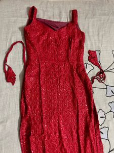 Chikankari Maroon Kurti