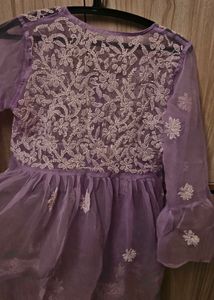 Purple Embroidered Chikankari Top