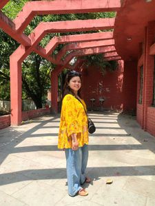 Yellow Floral Peplum Top