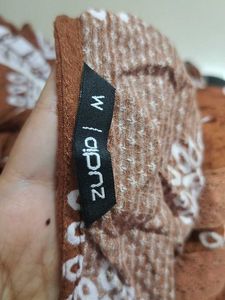 Brown Printed Long Sleeve Dress
