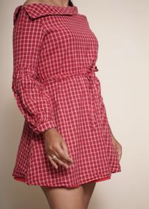 Red Plaid Off-Shoulder Dress