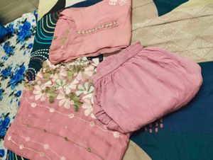 Pink Floral Embroidered Pant Kameez