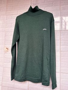 ZARA POLO NECK DARK GREEN TSHIRT