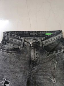 Ripped Gray Wash Jeans