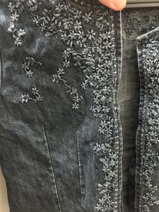 Embroidered Cropped Denim Jacket