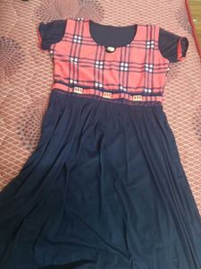 Plaid and Navy Blue Dress