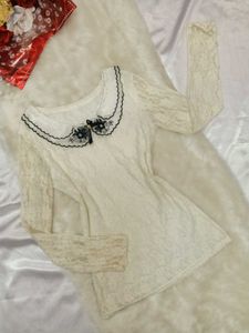 🖤🤍Lace Collar Top🤍🖤