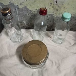 Small Glass Bottle Total 5 Pis