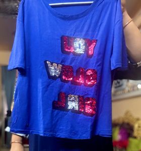Royal Blue Sequin Graphic Tee