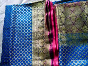 Elegant Blue &amp; pink Benarasi Saree