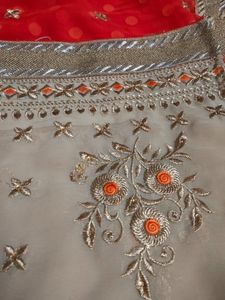 Embroidered net saree with blouse