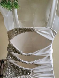 Elegant White Ruched Maxi Dress