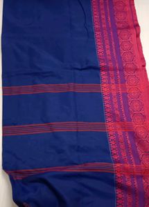 Begumpuri Khadi Red Blue Saree