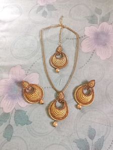 Necklace Earrings And Mangtika