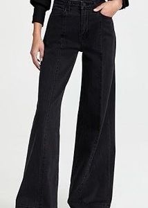 Wide Leg Black Denim Pants