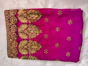 Pink Saree with Gold Embroidery