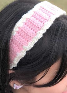 Crochet Headband - Pink &amp; White