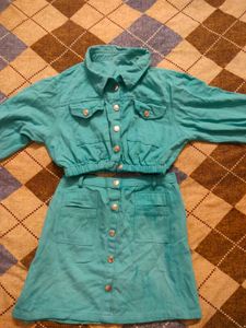 Teal Skirt and Jacket Set
