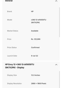 HP Envy x360 2in1, i7, 12th Gen, 8GB, 512GB