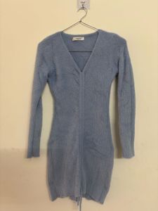 Blue Fuzzy Knit Dress