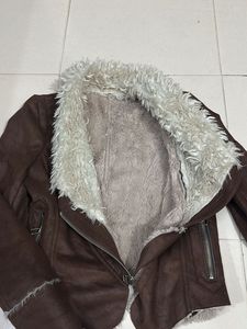 Brown Faux Fur Collar Jacket