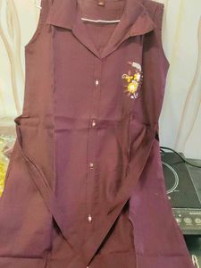 Embroidered Burgundy Dress