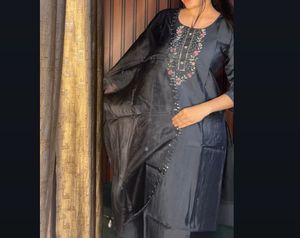 Teal blue party wear suit set