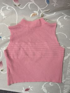 Pink Mock Neck Knit Top