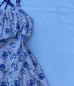 Floral Kurti Top with Criss-Cross Straps