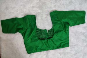 GREEN SILK COTTON BLEND BLOUSE
