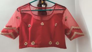 Ruffle saree with stitched blouse