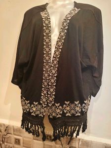 Embroidered Kimono Cardigan