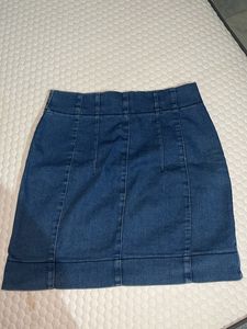 Denim Pencil Lined Mini Skirt