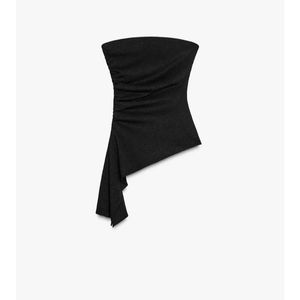 Black Tube Top with Asymmetrical Hem