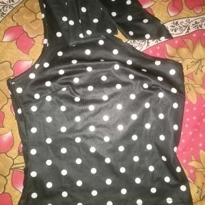 Polka Dot One Shoulder Top