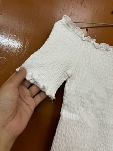 Off Shoulder White Crop Top