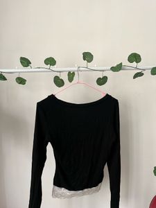 Black Lace Trim Cardigan