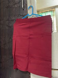 Maroon Straight Skirt