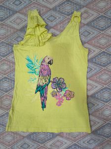 Yellow Parrot Print Tank Top