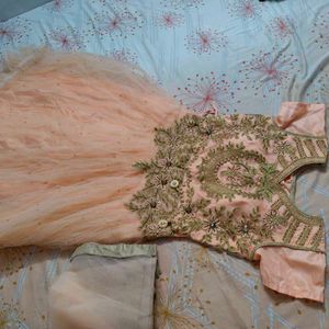Peach & Gold Embroidered Dress