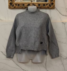 Gray Knit Pullover Sweater