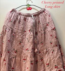 Cherry Print Long Skirt