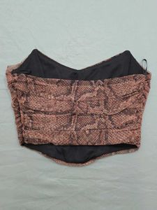 ZARA Mesh Snake Print Corset Top